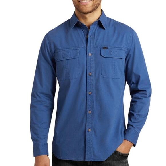 Lee Premium Select Men's Stretch Canvas Utility Long Sleeve Button Down Shirt M - Picture 2 of 6